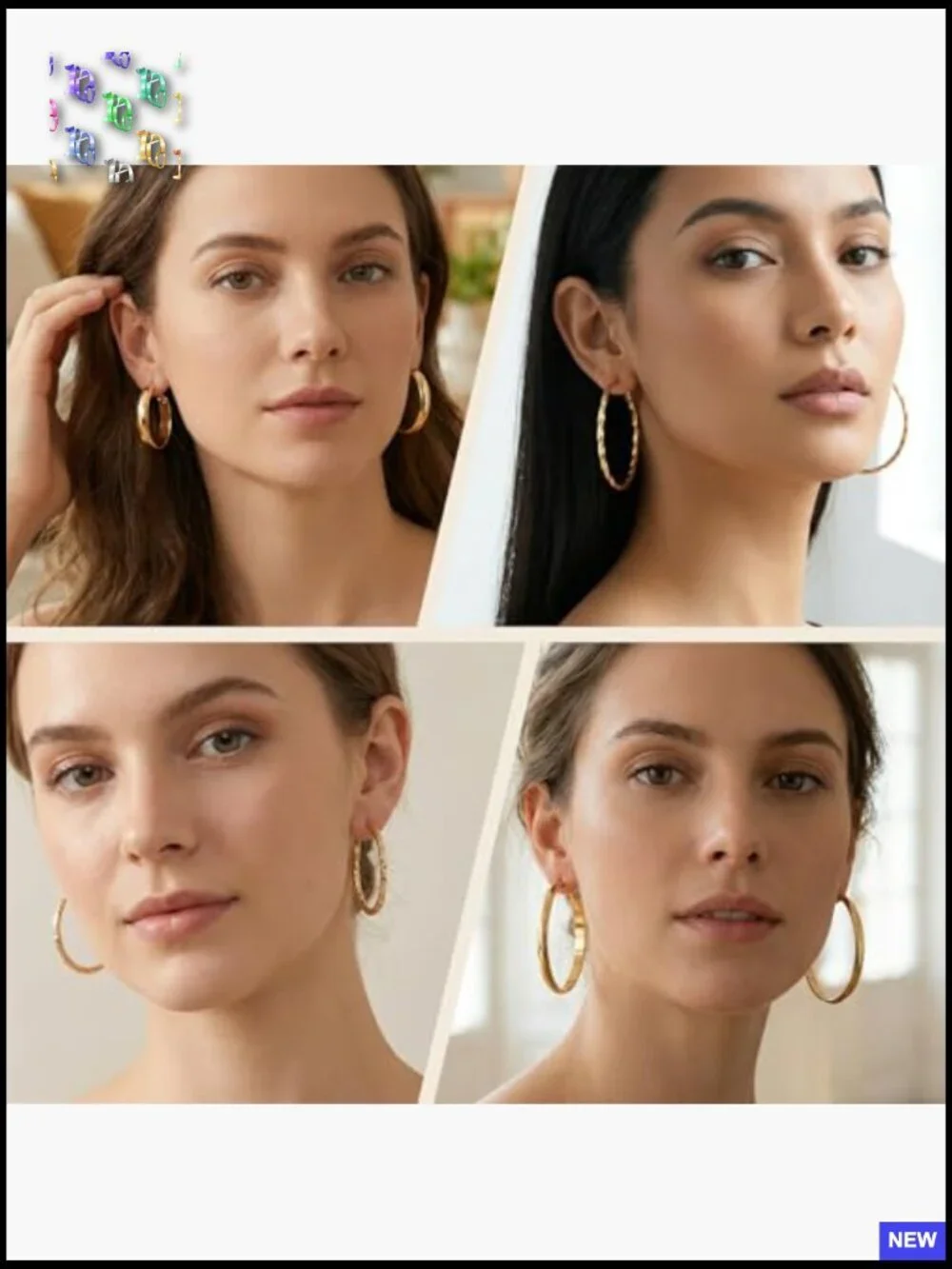 54 Pairs Gold Hoop Earrings Set Multipack Boho Stud Hoop Earring Pack Assorted